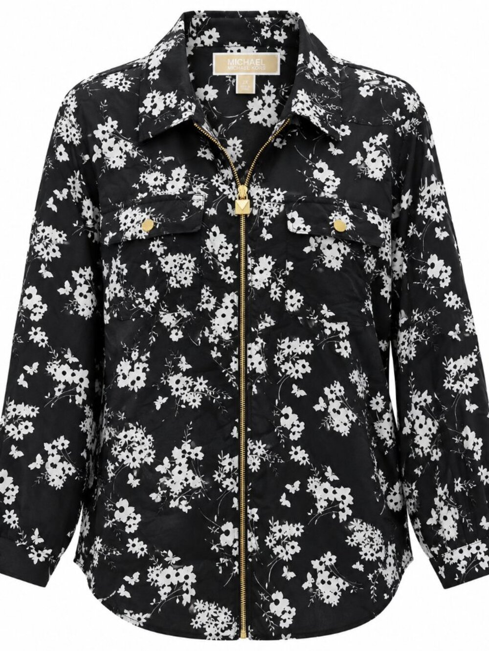 MICHAEL Michael Kors Women's Plus Size 2X Floral Zip-Front Blouse